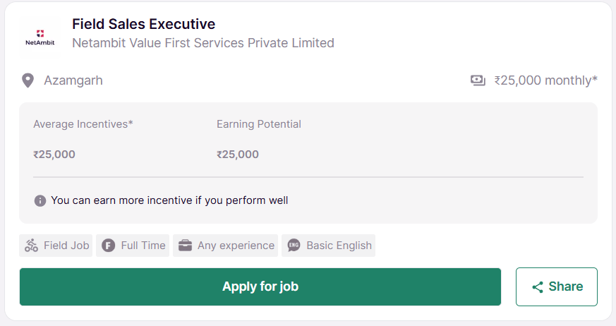 airtel pay job azamgarh